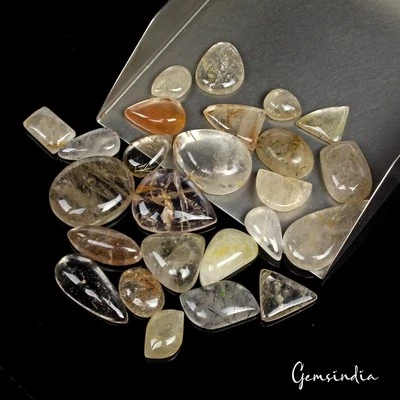 360 Ct Natural Rutile Quartz Golden Wire Mix Cabochon Loose Gemstones Lot 25 Pc - Image 1 of 4