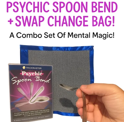 PSYCHIC SPOON BEND + SWAP CHANGE BAG Set Mind Mental Magic Trick Close Up Switch - Image 1 of 4