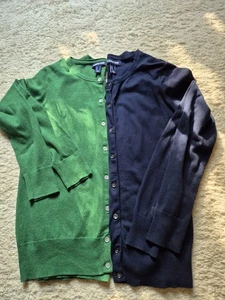 2 Lands‘ End Damen Strickjacken Feiner Jersey-Strick. grün, blau GR. S - Bild 1 von 4