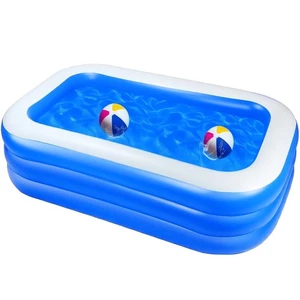 Inflatable Pools Kiddie Pool, 71" x 47" x 24" Summer Rectangle Swimming pool - Picture 1 of 6