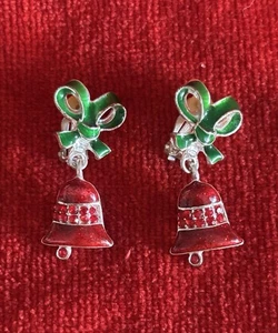 Red Christmas Bell Clip On Earrings - Picture 1 of 5
