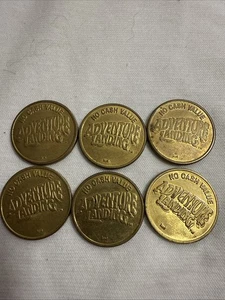 6 Adventure Landing Brass Token Coin Jacksonville Florida No Cash Value Vintage - Picture 1 of 2