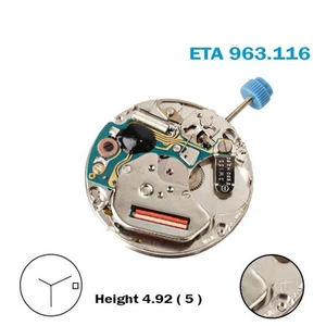 Movimento ETA 963.116 o 963.114 SWISS🇨🇭 Made, disco data bianco a 3, 3 mani - Imagen 1 de 4