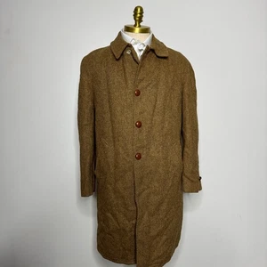 McGregor 1950s Vintage Tweed Wool Blend Lined Overcoat Tan Brown Size 40 - Picture 1 of 11