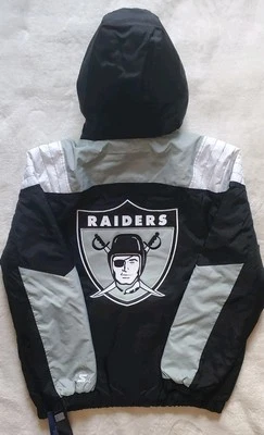 Pulôver Parka Las Vegas / Oakland Raiders 1/2 Zíper 🦘 Bolsa Starter Jacket Med🔥 - Imagem 1 de 4