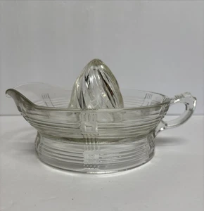 Vintage HAZEL ATLAS Criss-Cross Glas große Grapefruit/Zitruspresse Reibahle mit Ausguss - Bild 1 von 7