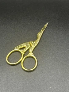 Vintage Brass Crane Embroidery Sewing Scissors Letter Opener - Picture 1 of 5