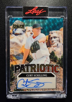 2025 Leaf Metal Independence Day Curt Schilling Auto Blue Gold Vinyl 1/1 - Image 1 of 2