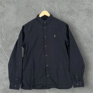 AllSaints Shirt Men’s Size Medium Black Long Sleeve Ram Skull Button Up Oakland - Picture 1 of 8