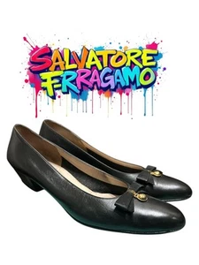 Salvatore Ferragamo black Ladies Pumps  Shoes 8 1/2 AAAA - Picture 1 of 4