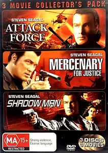 Attack Force DVD + Shadow Man + Mercenary STEVEN SEAGAL TRIPLE MOVIE - Region 4 - Picture 1 of 5