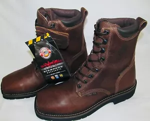 New Justin 8" Driller Leather Lace Up Comp Toe Roper Work Boots Mens Size 8 D - Picture 1 of 9