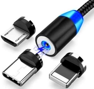 Magnetic USB cable Fast charging Type C Micro USB for IOS Charge cable - Picture 1 of 12