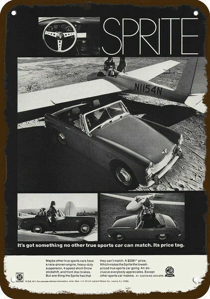 1969 AUSTIN HEALEY SPRITE CONVERTIBLE SPORTS CAR Vintage Look DECORATIVE METAL S - Изображение 1 из 1