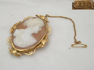 SELTENE VIKTORIANISCHE GROSSE HM 9 kt GOLD KAMEE BROSCHE - Bild 1 von 1