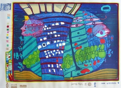 Friedensreich Hundertwasser FLUCHT INS ALL (Escape into Space) 1971 signed - Image 1 of 4