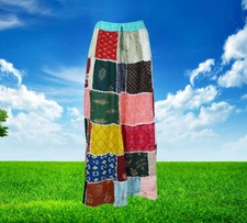 Women’s Patchwork Skirt, Summer Festival Beach Skirt, Gypsy Handmade Skirts S/M