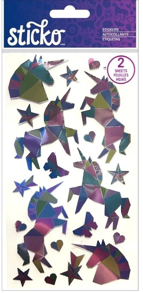 Sticko - Origami Unicorns Stickers (2 sheets)