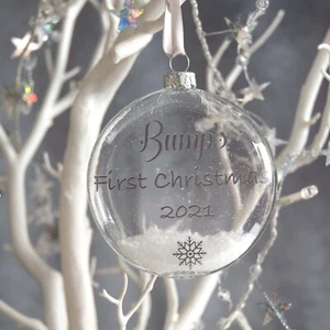 Bump's First Christmas 2023 Round Glass Bauble Christmas Tree Decoration - Picture 1 of 2