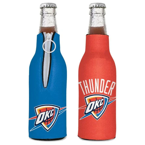 Oklahoma City Thunder 12oz Two Sided Bottle Cooler [NEW] Can Holder Foam Koozie Cover