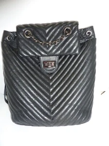 BORSE IN PELLE italienischer Rucksack Tasche schwarz LEDER Kordelzug 11 x 9,5 x 4 Zoll - Bild 1 von 9