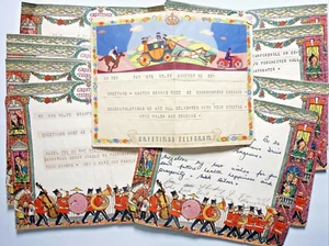 Lote de 13 Telegrama de Saludos Ilustrados de Oficina de Correos Inglaterra 1954-56 - Imagen 1 de 4