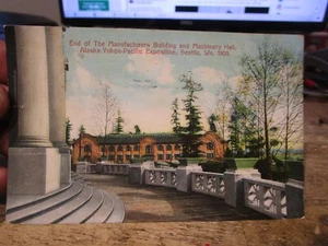 Antigua postal M25 del estado de Washington Seattle Alaska Yukon Pacific Expo Machinery HL - Imagen 1 de 2