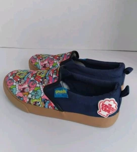 Spongebob Squarepants Character Print Slip-On Canvas Sneakers Navy Blue Gum Sole - Picture 1 of 8