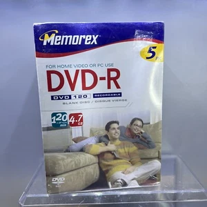 NEW Memorex DVD-R 16x 120 Min 5PK Blank Recordable Discs w/Cases NEW SEALED - Picture 1 of 4