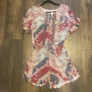 NWT Matilda Jane 435 Girls Size 14 Bffs Romper Patchwork Style Purple Blue - Picture 1 of 6