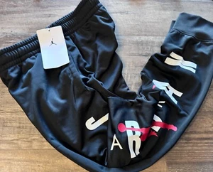 NWT Nike Air Jordan Boys YLG Black/White/Red BIG LOGO Joggers Pants Large - Picture 1 of 3