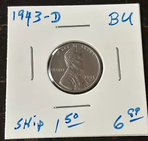 1943-d lincoln steel wheat cent penny - Picture 1 of 2