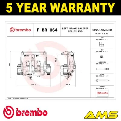 Fits Mercedes Sprinter 2018- 2.1 CDi 3.0 Brake Caliper Front Left Brembo #3 - Image 1 of 4