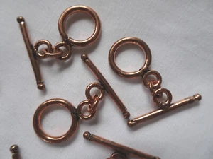 FÜNF Sets Kupfer Metall Knebelverschlüsse 13 mm Ring 23 mm Stab #A790 DNG - Bild 1 von 7