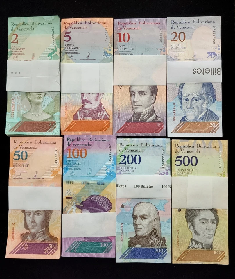 800 Billetes Venezuela - 100 x 2/5/10/20/50/100/200/500 Bolívares Soberano-UNC Foto 1 de 1
