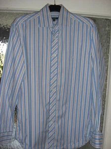 BURBERRY HEMD NEUWERTIG ORIGNAL GR.39 BLAU WEISS ORANGE GESTREIFT TOP ANSEHEN - Bild 1 von 6