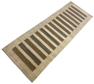 Beige Brown Bridge 100% Wool Handwoven Rug Oriental Rug 85x250 CM - Picture 1 of 12