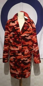 BNWT Womens Vila Faux Teddy Coat Barberry Camo Camouflage Size UK 10 (38) H1 - Picture 1 of 12