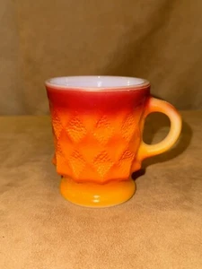 Anchor Fire King Orange Kimberly Diamond Pattern Glass Coffee Mug MCM 2 Avail - Picture 1 of 4