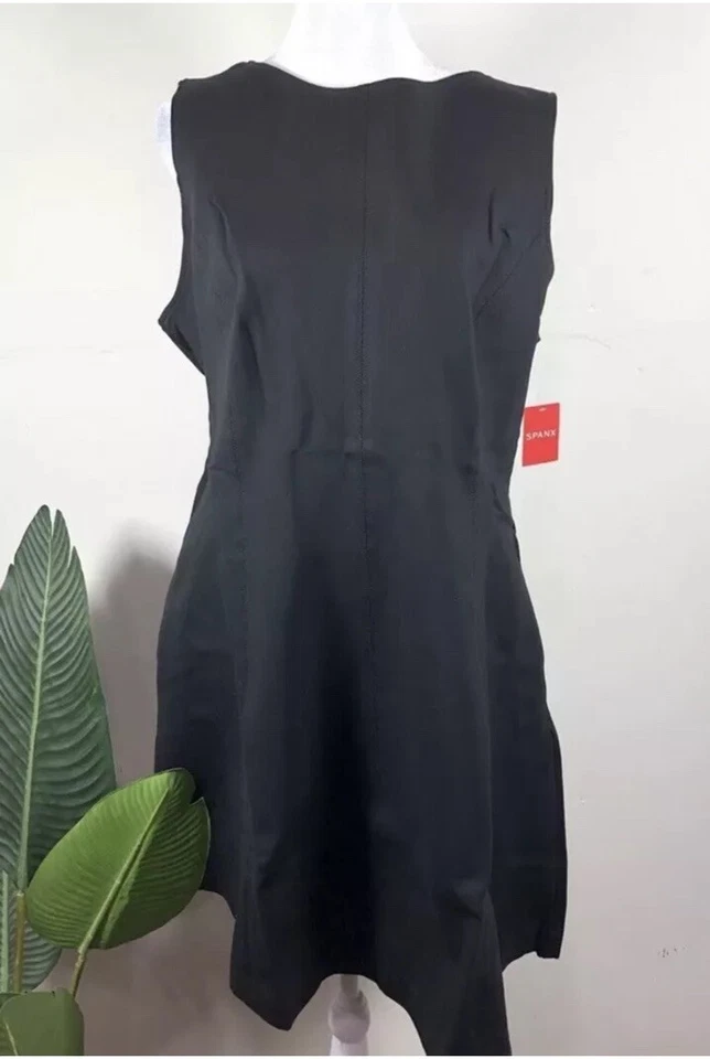 SPANX The Fit & Flare Black Ponte Sleeveless Dress 20381R size M
