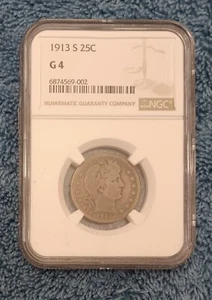 1913-S Barber Quarter, NGC G4 - ein Premium-Exemplar, mit Kontrasten und Toning - Bild 1 von 4