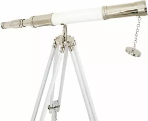 Handmade Antique Brass Single Barrel Telescope 27" with Wooden Tripod Stand - Picture 1 of 4