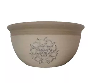 Crockery Look Two Tone Ceramic Bowl w/ Blue Medallion Design Country Farmhouse - Picture 1 of 7
