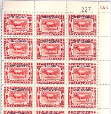 GB Channel Is JERSEY REVENUE 1s Cow BLOCK{18} 1s *JURE-JUSTICIER* Mint MNH ZR153 - Image 1 of 4
