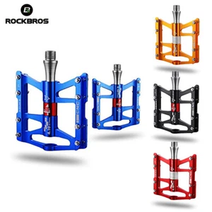 RockBros Bike Pedals 9/16" 4 Sealed Bearings Aluminum Alloy Non-slip UK - Picture 1 of 17