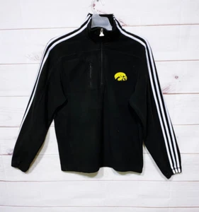Iowa Hawkeyes Adidas Pullover Fleece 1/4 Zip S Black Long Sleeve Zipped Pocket - Picture 1 of 9