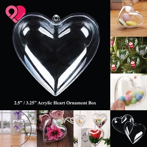 Heart Hanging Ornament Ball Clear Acrylic Plastic Container Gift Favor Box Bulk - Picture 1 of 4