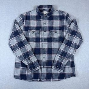 Camisa abotonada de franela de algodón a cuadros azul olmo gris capa marina para hombre talla M - Imagen 1 de 7
