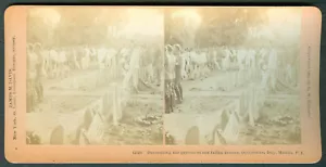 1900 Philippine–American War DECORATION DAY GRAVES OF HEROES Stereoview Card - Picture 1 of 3
