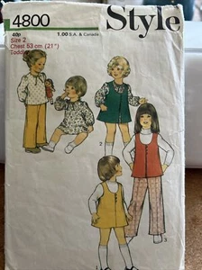 Vintage 1974 Style Toddler Dress ,blouse Sewing Pattern 4800 Chest 21" / 53cm - Picture 1 of 3